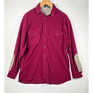Vintage Orvis Fleece Shirt Mens Medium Burgundy Polartec Outdoor USA Workwear